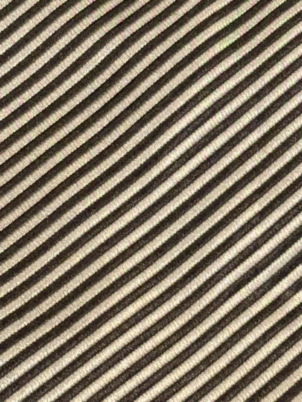 Neiman Marcus 100% Silk Mens Necktie Chocolate Brown Tan Diagonal Repp Stripe